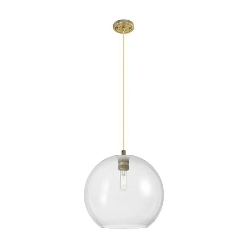 Kehlani - Luminaire suspendu à cordon 1 lumière 12 po Athens, Laiton brossé, H 128,75 po x l 11,75 po x P 11,75 po