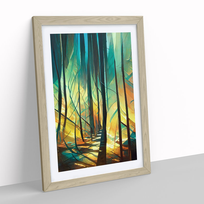 Forest Expressionism No.3 Abstract - Single Picture Frame Painting, Oak, 64cm H x 46cm W x 2cm D