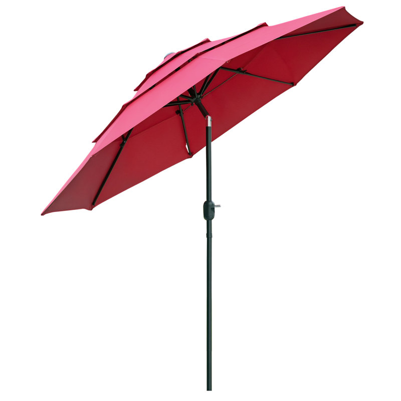 Parasol de marché d'extérieur 3 niveaux Granberry, Rouge vin