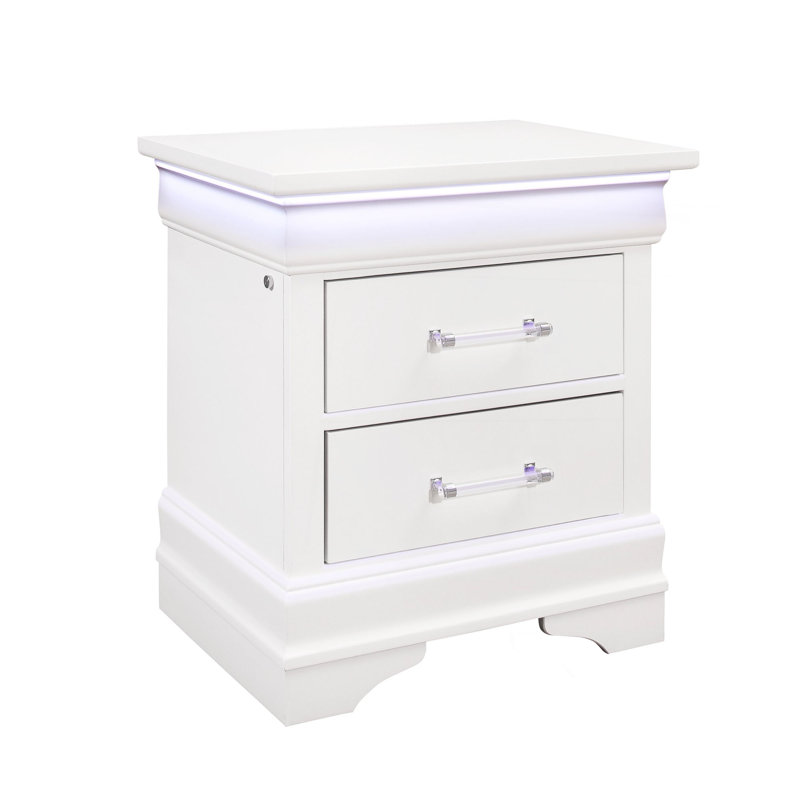 Table de chevet avec DEL, Blanc