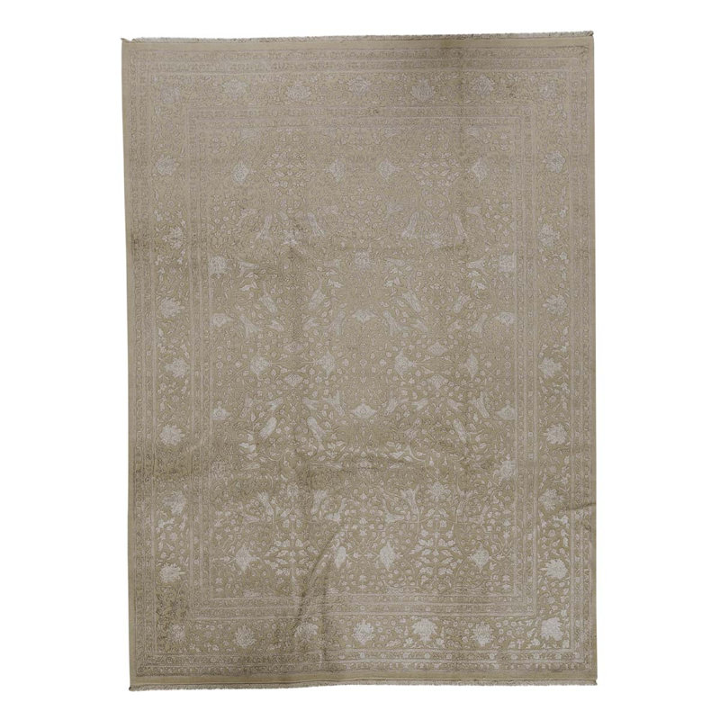 Tapis oriental en laine tissé à la main en crème / ivoire