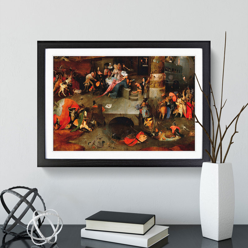 The Temptation of St Anthony by Hieronymus Bosch - Picture Frame Painting, Black Framed, 27cm H x 36cm W x 2cm D