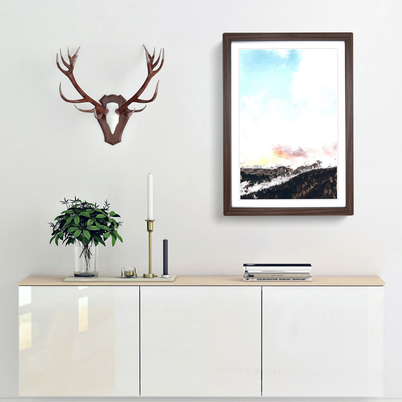 Mountains in Badia Italy in Abstract - Framed Print, 87cm H x 62cm W x 2cm D, Walnut Framed