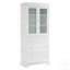 Grande armoire de salle de bain moderne autoportante haute avec 2 tablettes réglables, 3 tiroirs, portes en verre à fermeture douce - idéale pour les solutions de rangement polyvalentes