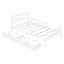 Lit plateforme simple avec garde-corps et rangement - Tiroirs de protection en bois blanc Charisma-132969794-132969795