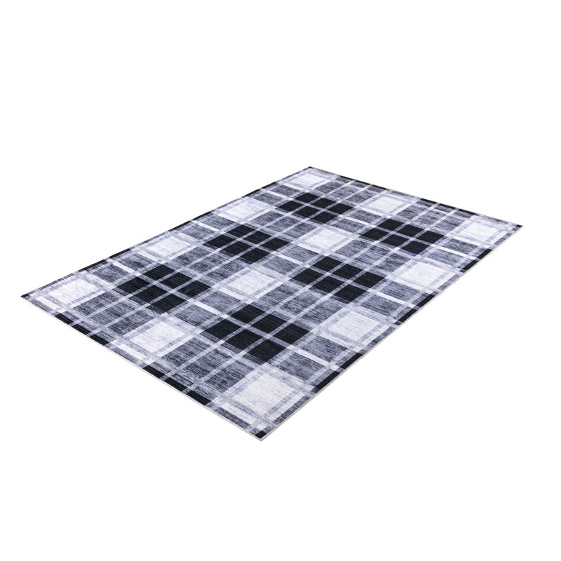 Tapis noir / blanc Liyan, Rectangle 7 pi 9 po x 10 pi 2 po