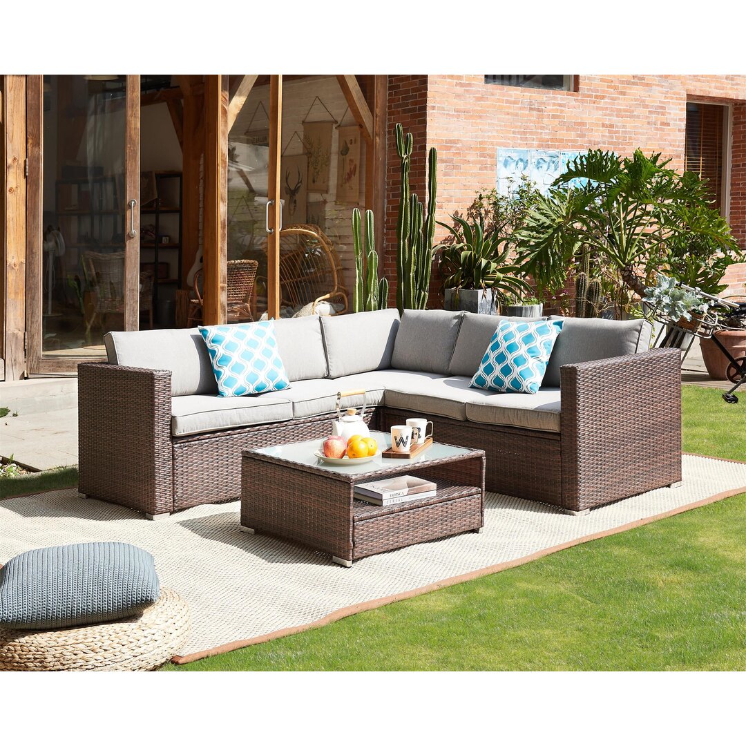 4-Sitzer Lounge-Set Damauri aus Polyrattan mit Polster