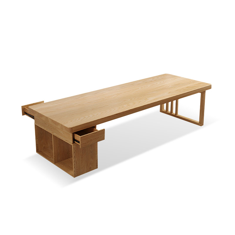 Bureau rectangulaire en bois massif avec 2 tiroirs Burlywood, H 29,53 po x l 78,74 po x P 31,5 po