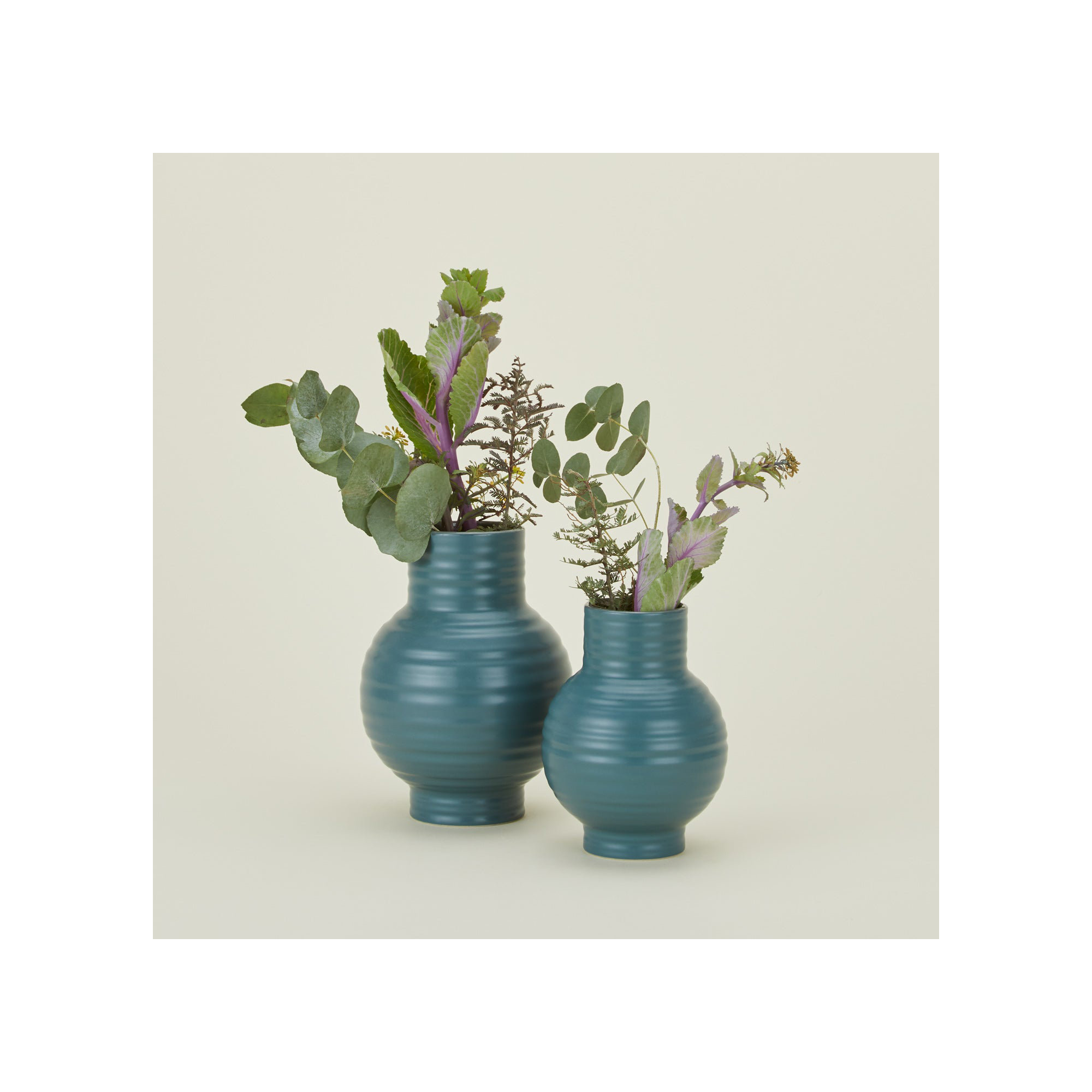 Essential Stoneware Table Vase, 7.5" H x 5.25" W x 5.25" D, Blue