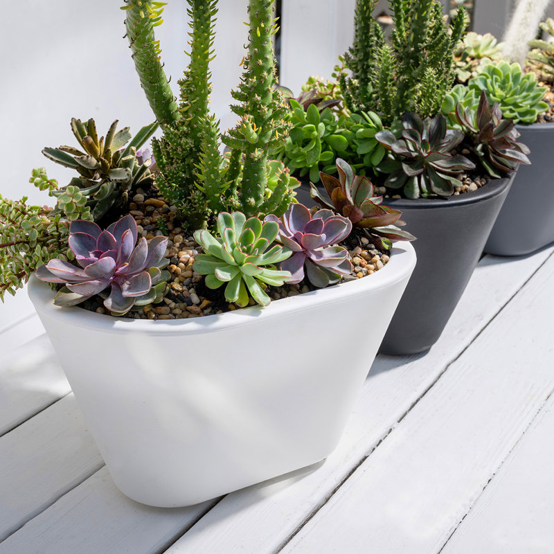 Calliope Pot Planter, 9.8" H x 16.6" W x 15.75" D, Black