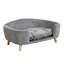 Lit surélevé pour petit chien avec pieds en velours côtelé et en bois d'hévéa, gris, conception moderne de 11 à 25 lb, mousse de soutien pour chien à assemblage rapide, aspect,