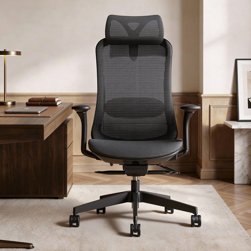Ergonomic Mesh Task Chair, Adjustable Office Chair with 2D Headrest & 3D Armrest, Home Office Desk Chair with Lumbar Support, Recline Function,Black