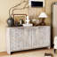 Buffet d'appoint 4 portes en bois Accent Bois naturel lavé, style artistique, rangement dans le vestibule
