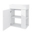 Meuble-lavabo flottant moderne de 21,6 po avec lavabo en céramique, pour espace restreint, rangement à droite, porte à motif de vagues-530157816
