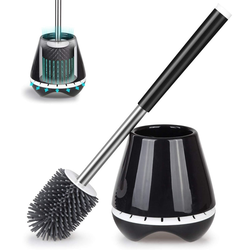 Silicone Toilet Bowl Cleaner Brush and Holder