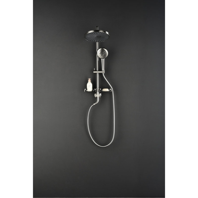 Shower Merge With 10" Rain Showerhead, 4 Hand Shower, Adjustable Slide Screw And Soap Dish In Brushed Nickel Amalgamation Anchor