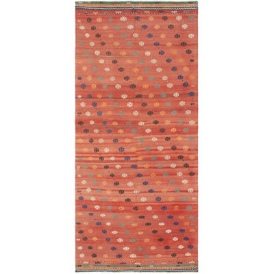 Tapis en laine de cuivre/noir 4 pi 9 po x 10 pi 9 po handwoven à tissage plat Ataie