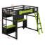 Lit mezzanine double avec bureau, tablettes de rangement et lumières DEL, lit mezzanine en bois avec ports USB et panneau perforé-1812795126