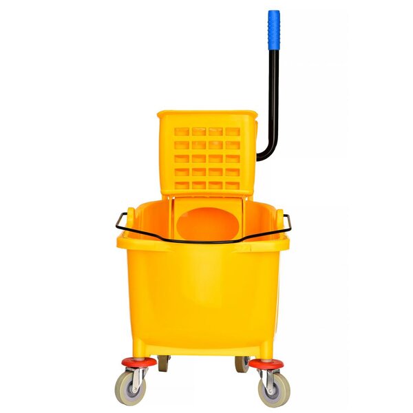 36 Qt. Gray Heavy-Duty Mop Bucket with Side Wringer and Wheels