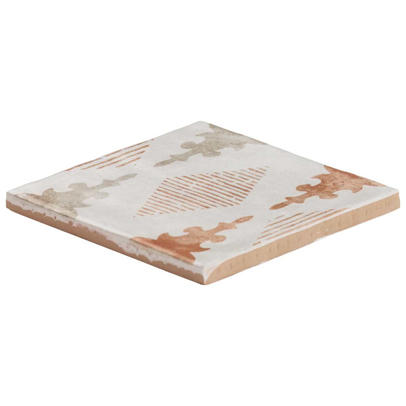 Paula Purroy Talia 5x5 Matte Ceramic Tile, Aztec Terracotta