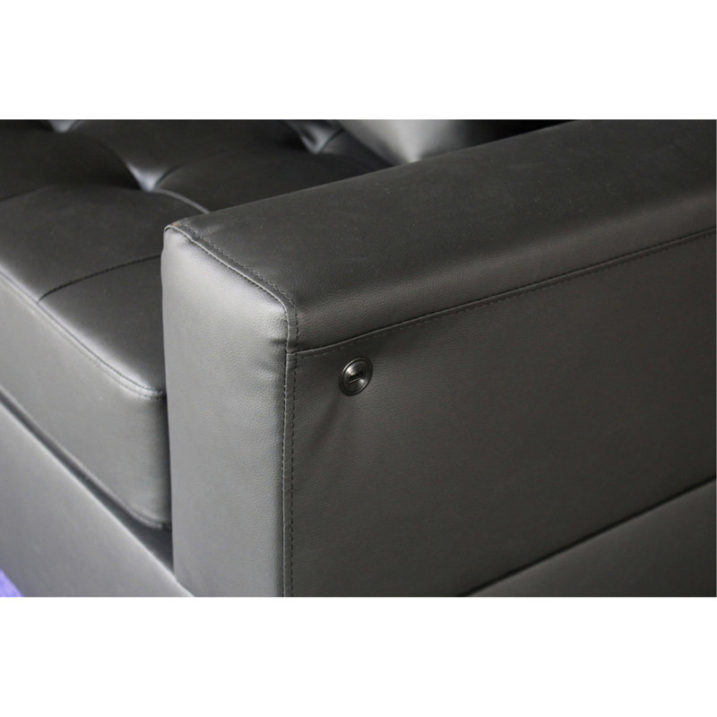 Causeuse en PVC avec lumières DEL et chargeur USB, noir