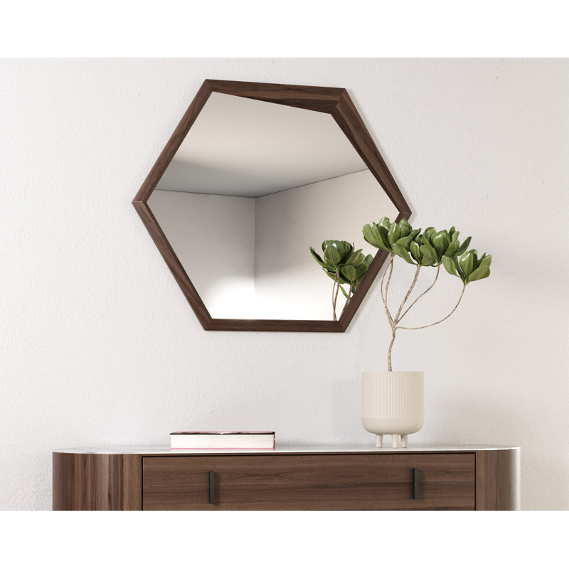 Aman - Miroir moderne en noyer