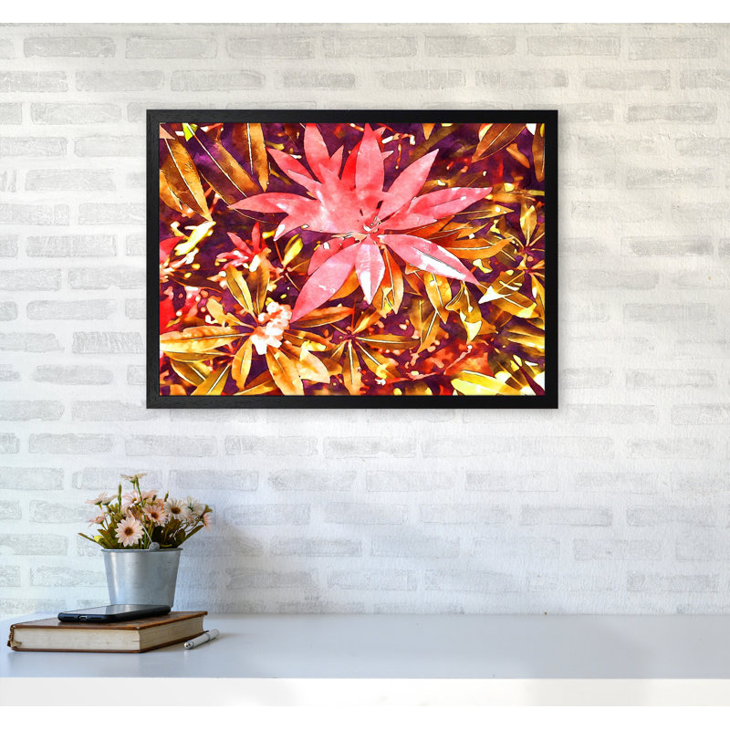Autumnal Flowers - Print on Canvas, 46cm H x 63cm W x 3cm D, Black Framed