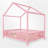 Wood Canopy Bed Floor House Bed With Fence-107927652-107927658