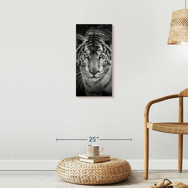 Tigre bleu sur toile, H 24 po x l 12 po x P 1,25 po