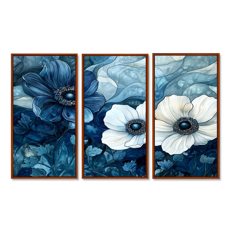 Addylan - coquelicots, ensemble de reproductions d'art mural, Reproduction avec cadre flottant, Brown, H 28 po x l 36 po