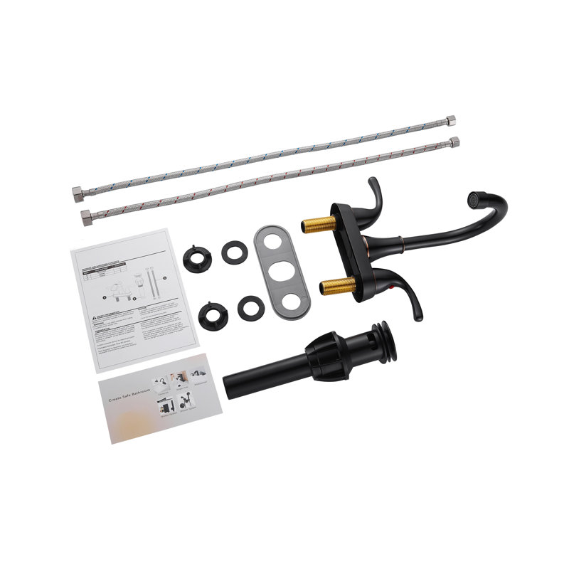 Oil Rubbed Bronze 4-Inch Centerset Bathroom Faucet with Pop-Up Drain