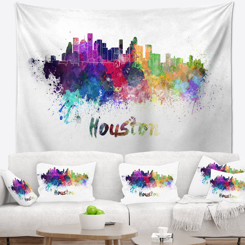 Tapisserie d'horizon de houston Cityscape, H 32 po x l 39 po