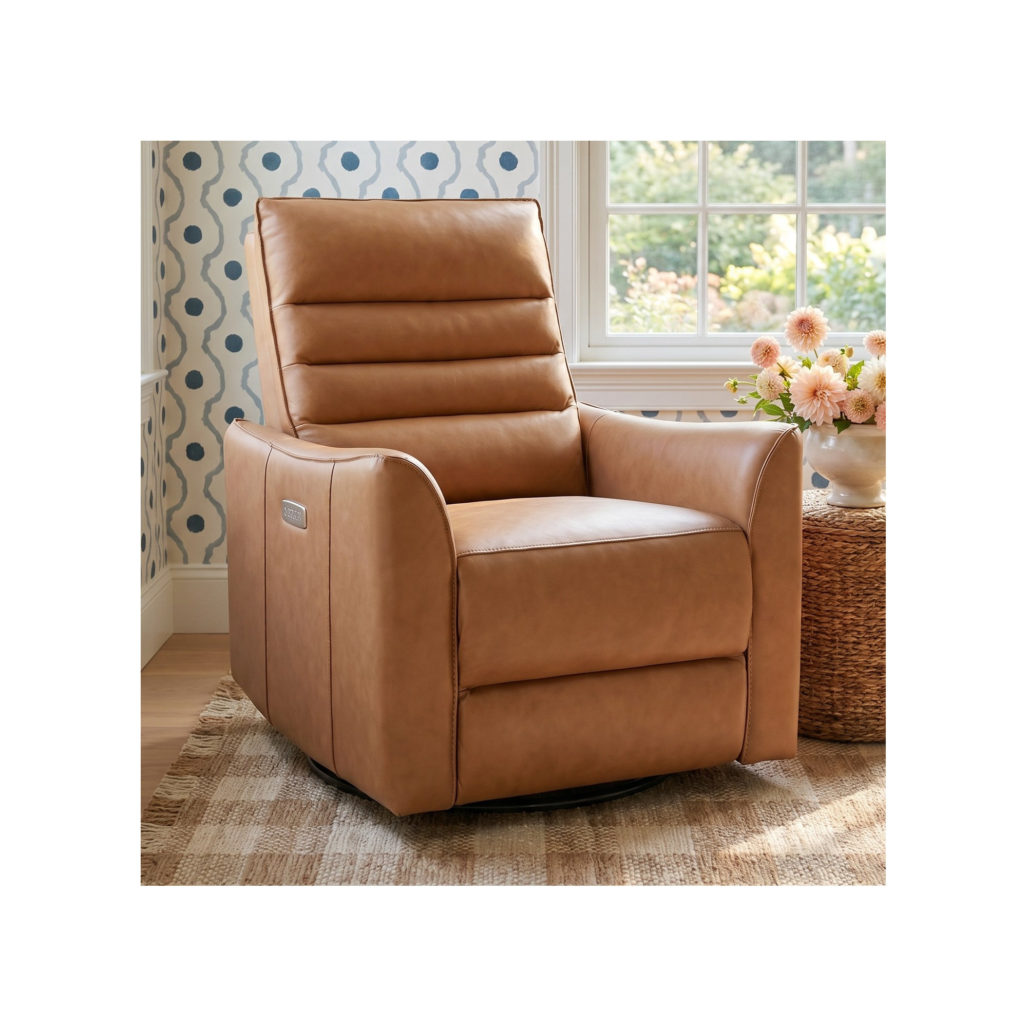 Gabi Swivel Glider Power Recliner, Aline Butternut Top Grain Leather