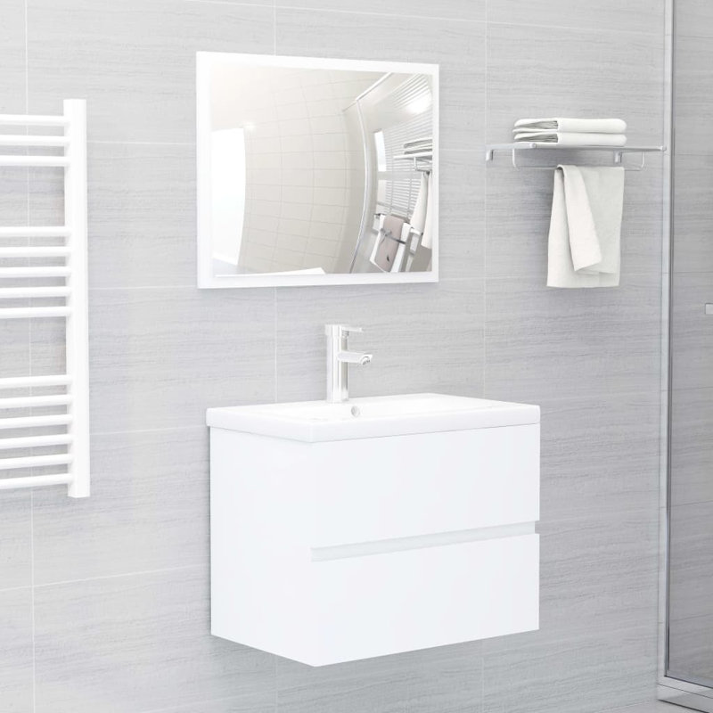 Audis Single Vanity with Integrated Ceramic Basin, White