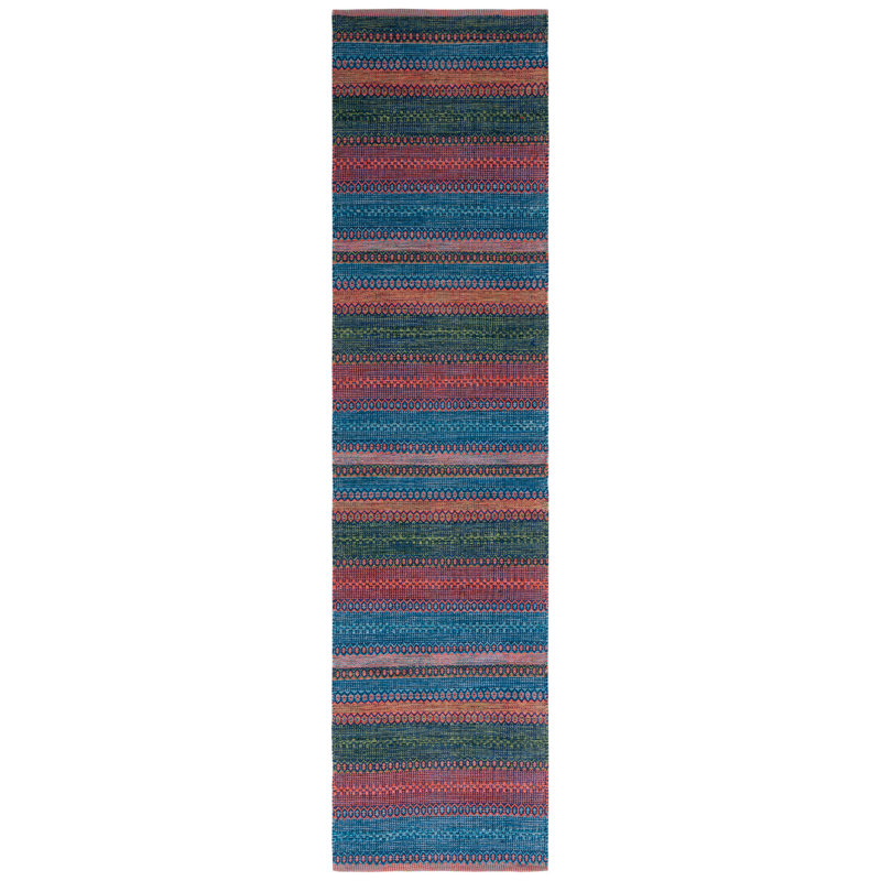 Kilim Flat Weave Cotton Geometric Rug, Runner 2'3" x 9'