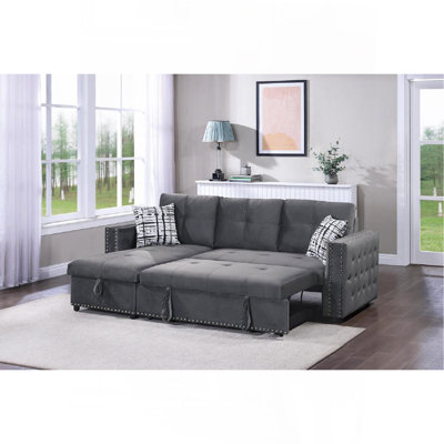 Canapé modulaire convertible en velours gris