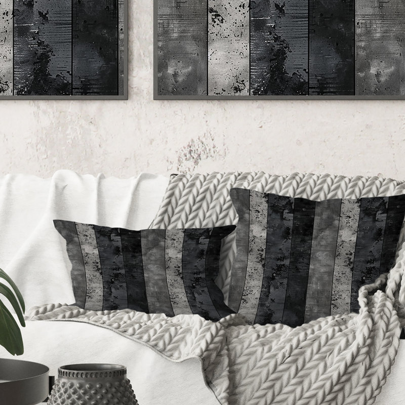 Dark Gray Stripes - Transitional Lumbar Pillow