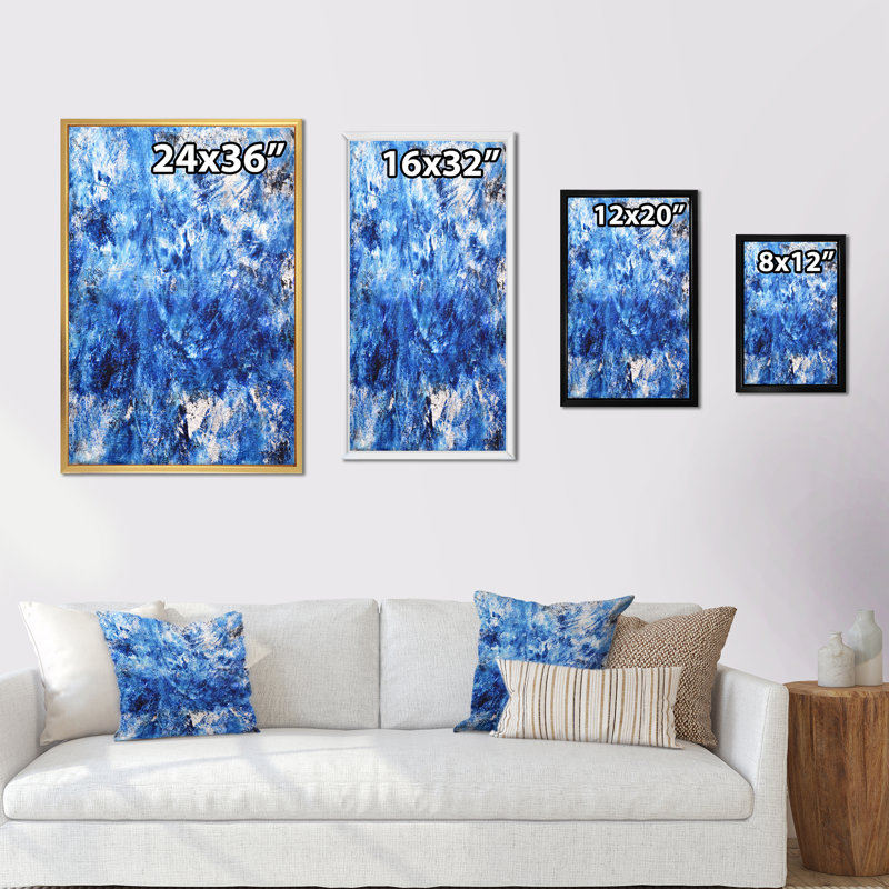 Art moderne gris et bleu II 2FL47729, Cadre noir, H 20 po x l 12 po x P 1 po