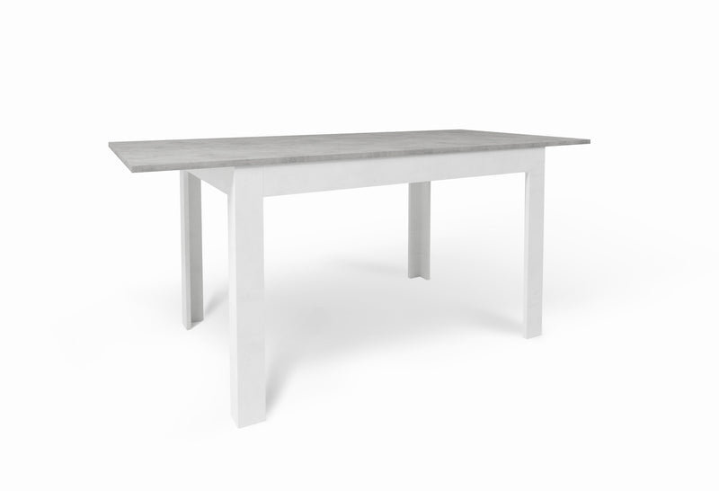 Bohlman Extendable Dining Table, Oxide White, Beton, 75cm H x 80cm L x 120cm W