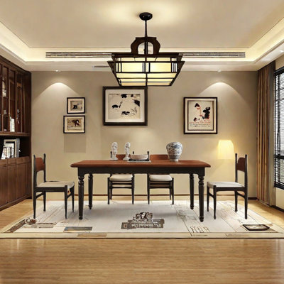 Retro rectangular utility dining table set