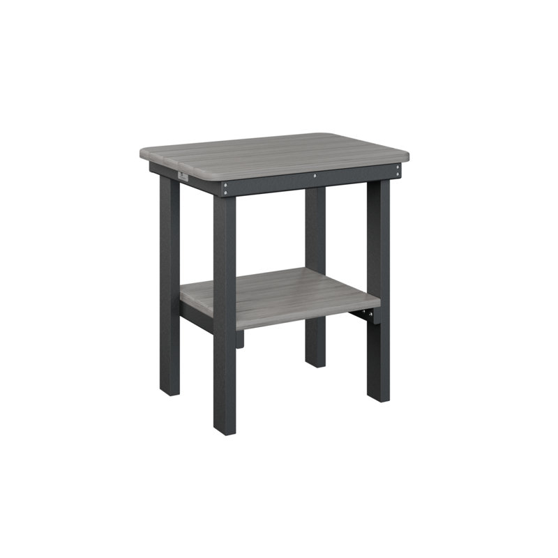 Outdoor Rectangle Side Table, Black, Driftwood Gray