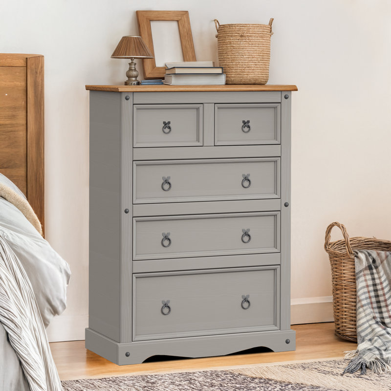 Palmea 82cm W 5 - Drawer Chest of Drawers, Grey