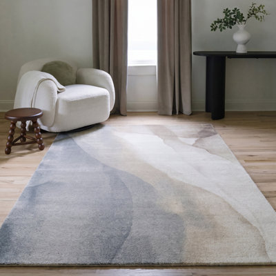 Tapis aquarelle bleu / rouille Yesim