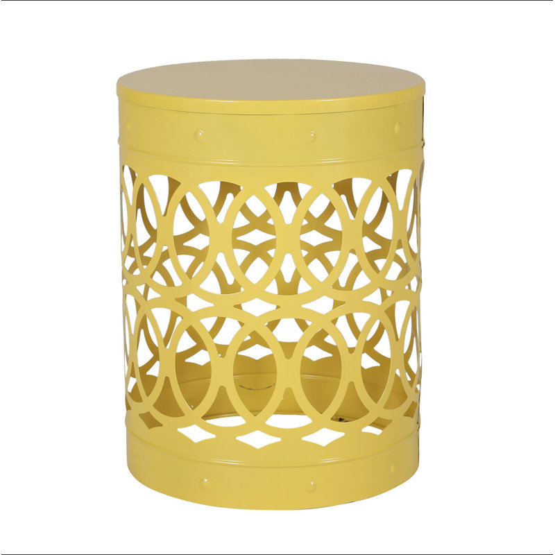 Outdoor Metal End Table -Large, Yellow