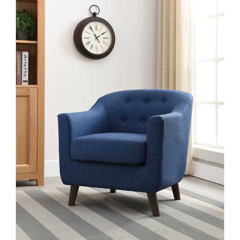 Anthony Upholstered Accent Chair, Blue Faux Linen