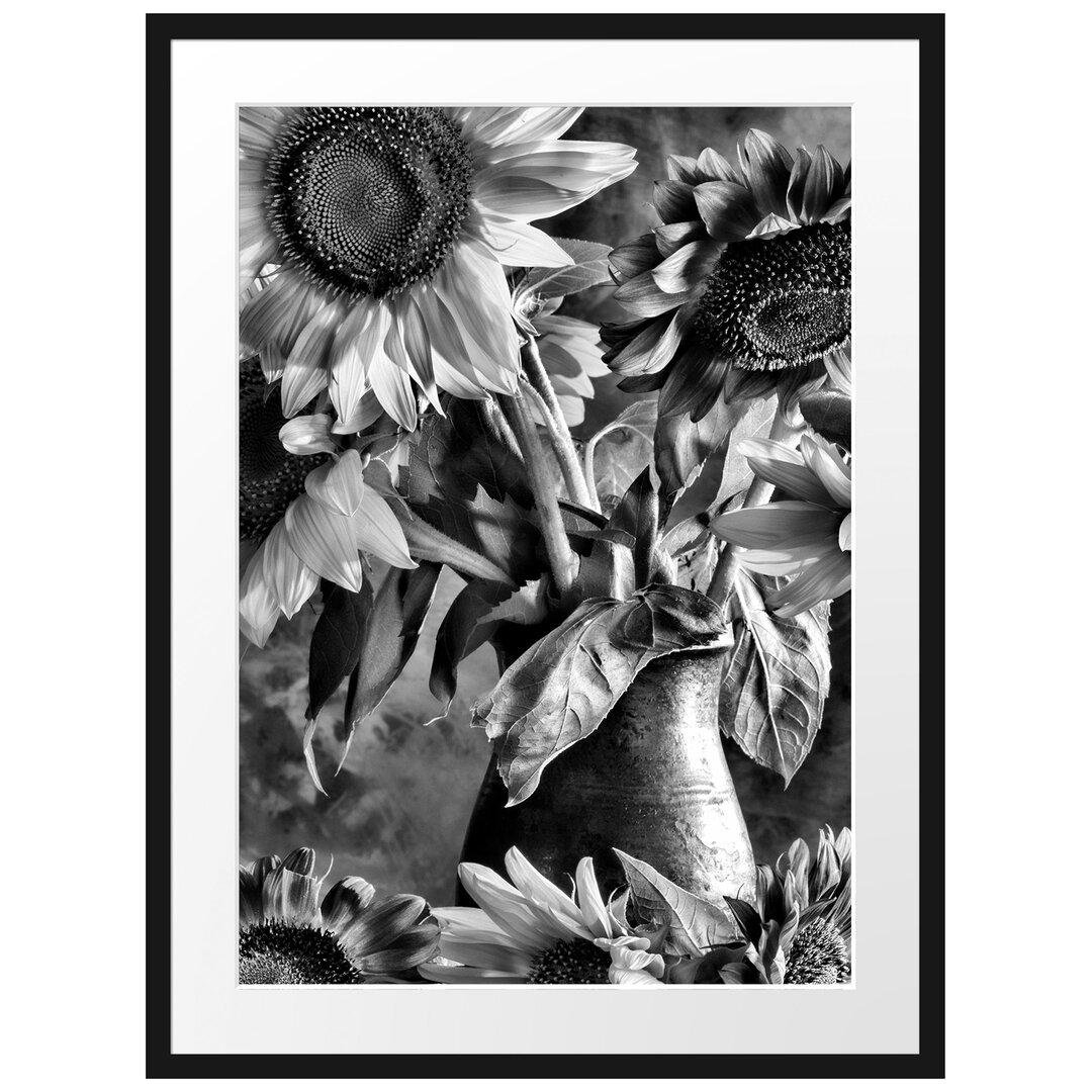 Gerahmtes Poster Sonnenblumen in Vase