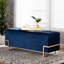 Ivaniel Velvet Storage Ottoman in Rectangle With Metal Legs, 18.5'' H X 47.85'' W X 16.25'' D