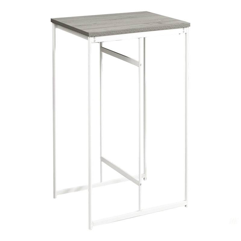 Table de salle à manger, rectangulaire, 32 po, petit, comptoir, stratifié gris, métal blanc, contemporain, moderne