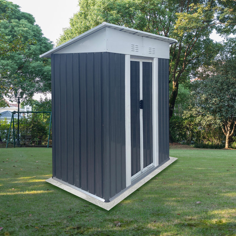 Outdoor Storage Sheds Pent Roof, Gray, 71.27" H x 62.32" W x 33.15" D