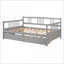 Lit de jour double en bois de pin avec 2 tiroirs gris multifonctionnel pour les petits espaces de vie-246936860-246936851